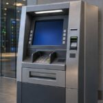 Cash machine in a bank vestibule.